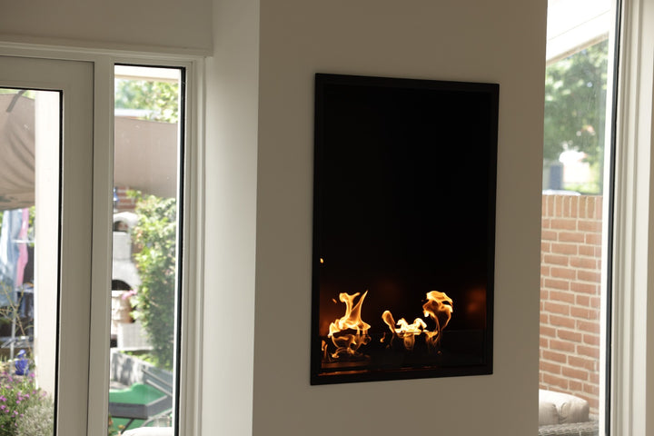 Bioethanol Einbau Kamin Ethanol Ofen SELECTED Vertikal Trockenbau Wohnzimmer Kundenfoto