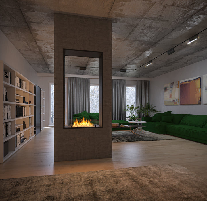 bioethanol-einbau-kamin-ofen-zweiseitig-vertikal-raumteiler-2side-vert-160-infire-slimfire-wohnbereich-trockenbau-modern